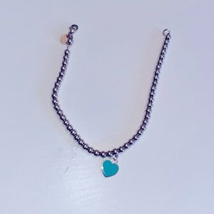 Tiffany Blue Heart Tag Bead Bracelet!